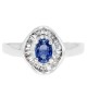 Blue Sapphire and Diamond Halo Ring in White Gold